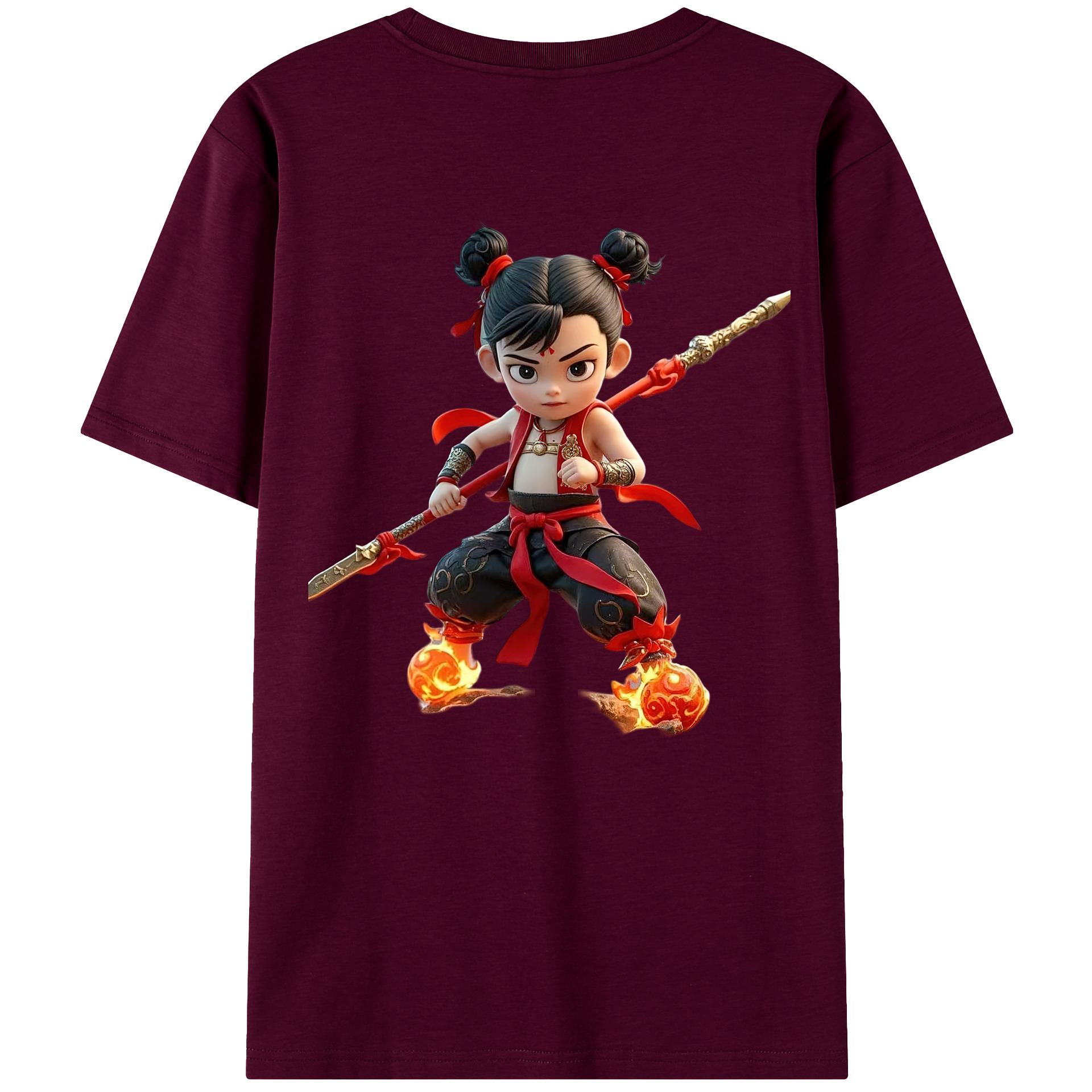 （画像用） Ne Zha 2 ナタ 魔童の大暴れ レディース半袖Tシャツ(バックプリント)